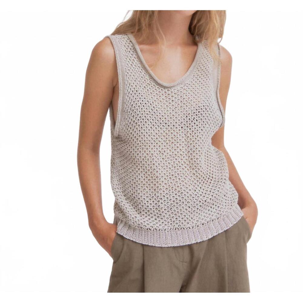 NEW SAYAKA DAVIS linen knit tank top in sand